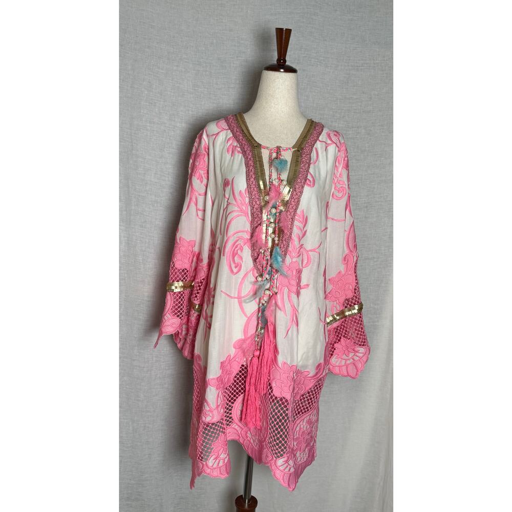 Laurie & Joe Designer Coll Boho Embroidered Top with Sequins & Braided Detail
L